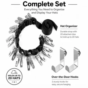 20-Hook Hat Rack Organizer Wall Door Hanger Baseball Cap Holder Space Saver