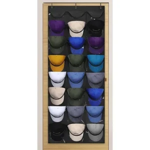 24 Pocket Hat Organizer Over Door Baseball Cap Holder Wall Hanging Storage Rack