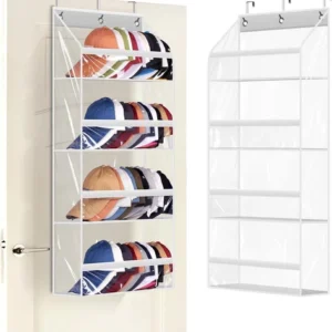 Clear over the Door Hat Racks for Baseball Caps, Hold 48 Caps Hat Storage